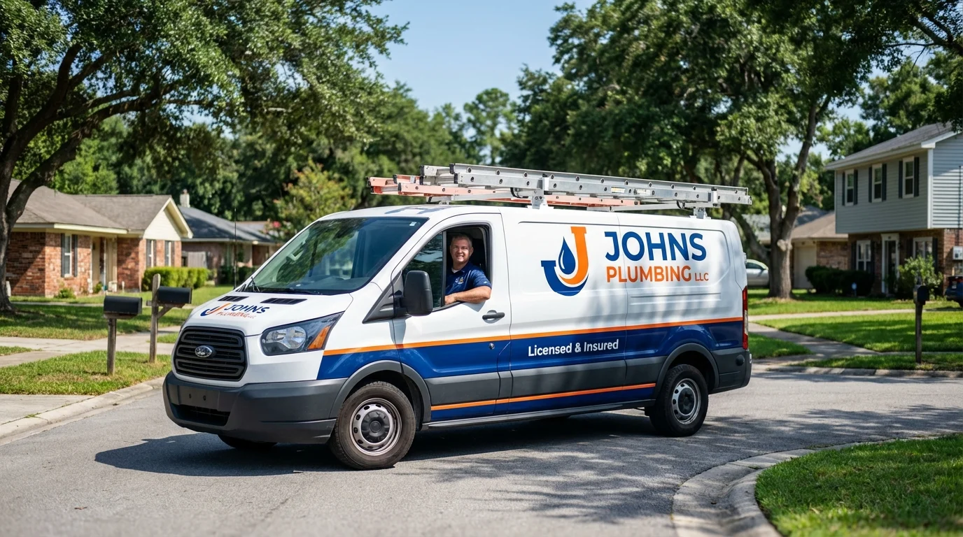 Johns Plumbing LLC service van in Rollinsford, NH