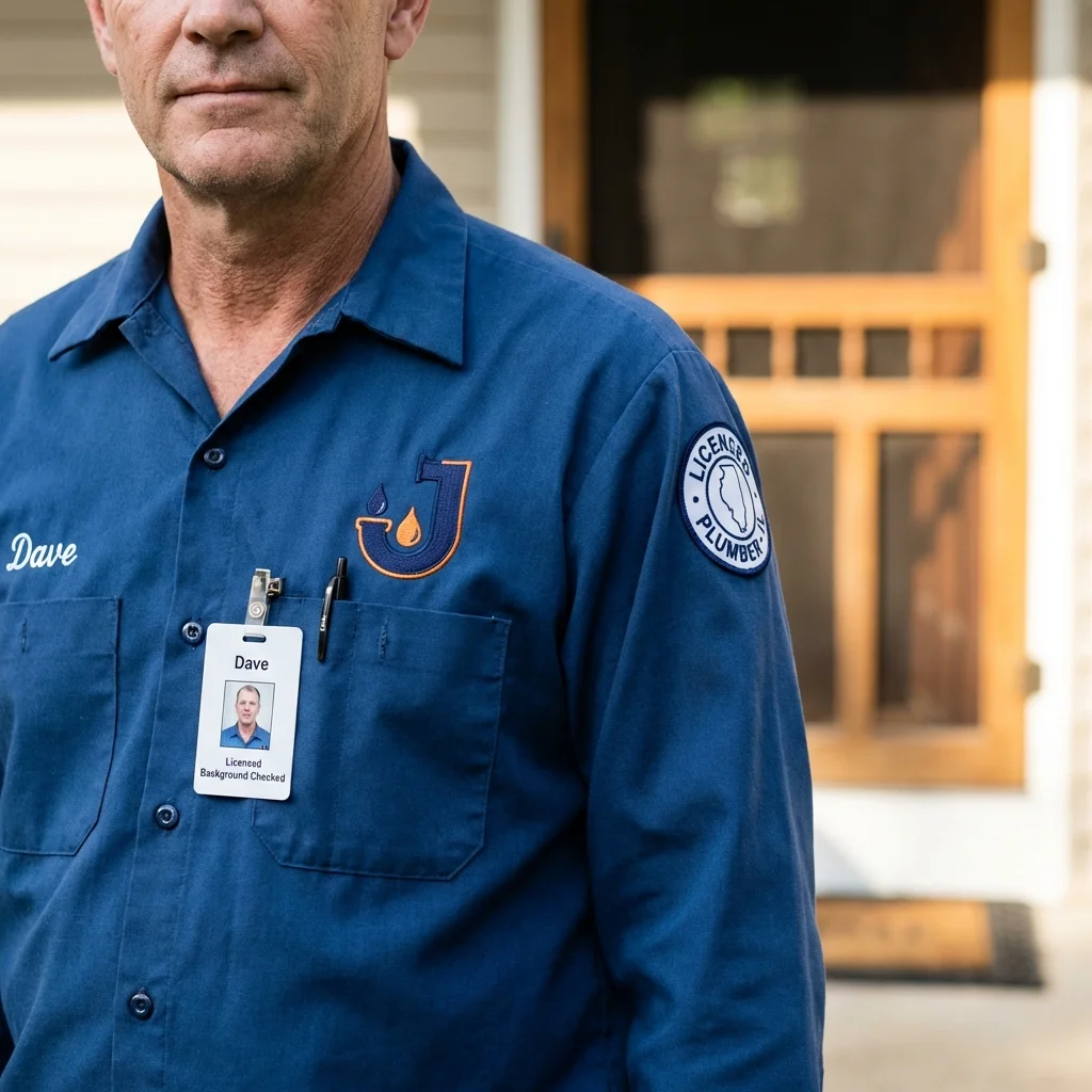 Licensed plumber showing ID badge in Rollinsford, NH