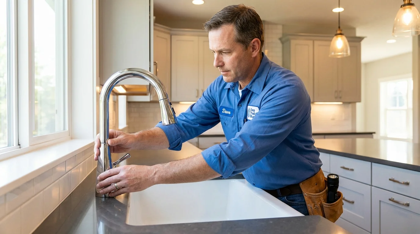 Kitchen faucet installation by Johns Plumbing LLC in Rollinsford