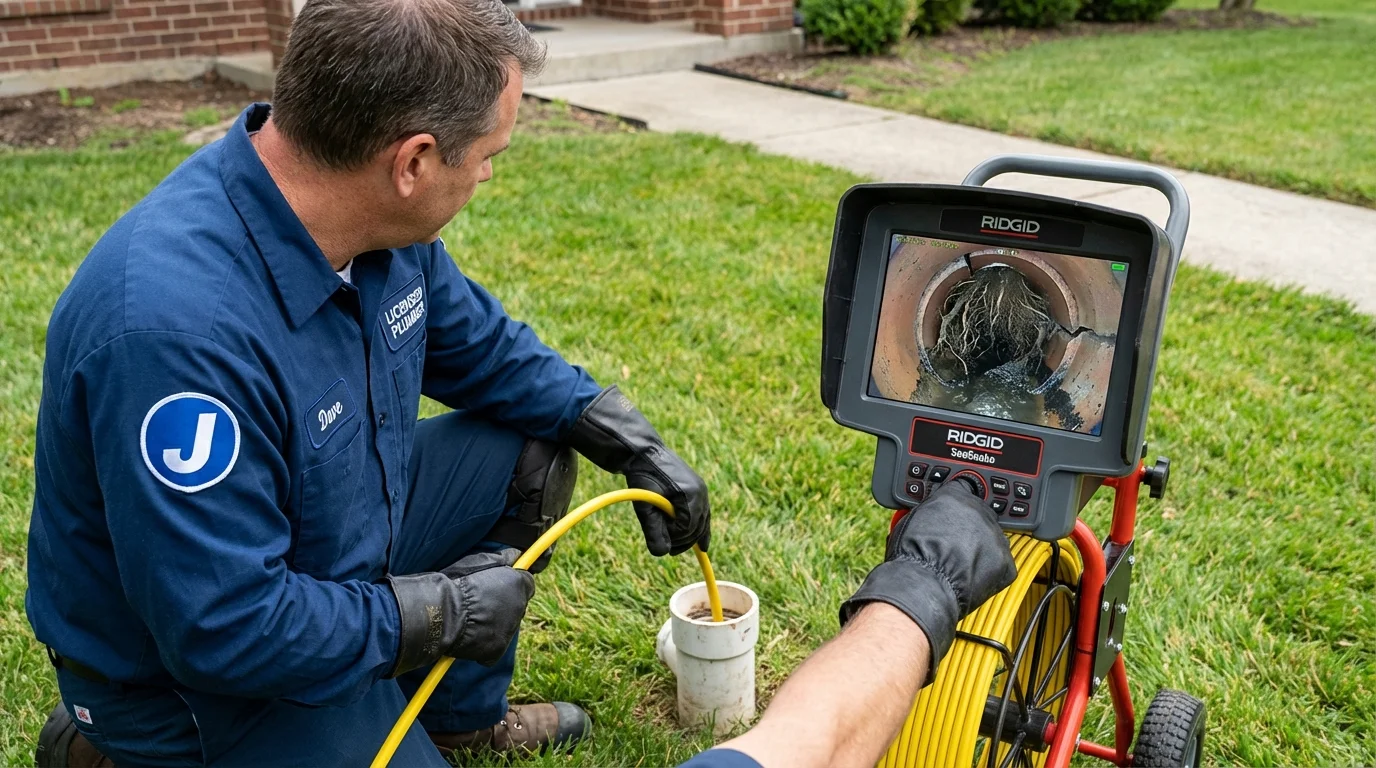 Sewer camera inspection being performed by Johns Plumbing LLC in Rollinsford